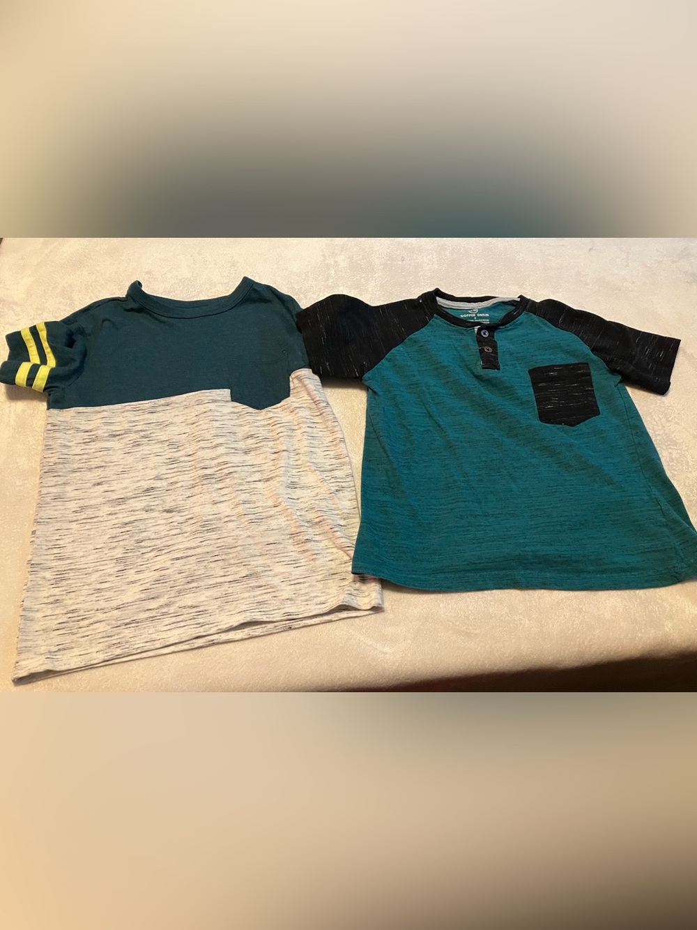 Kids Teal Colorblock Short Sleeve Tees- Pack of 2
